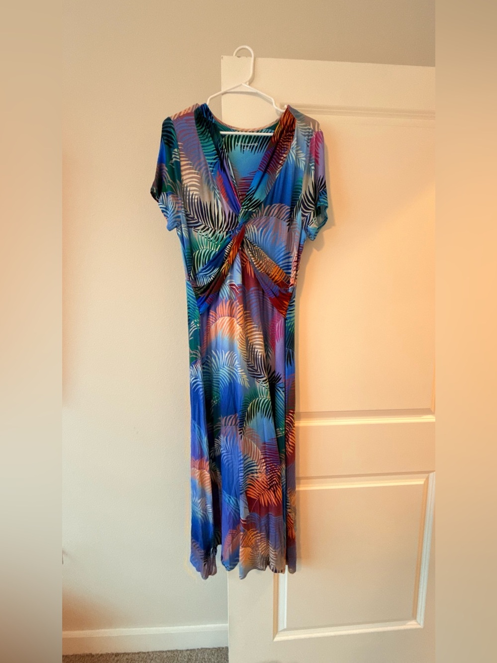 Soft Surroundings Multicolor Palm-Print Maxi Dress